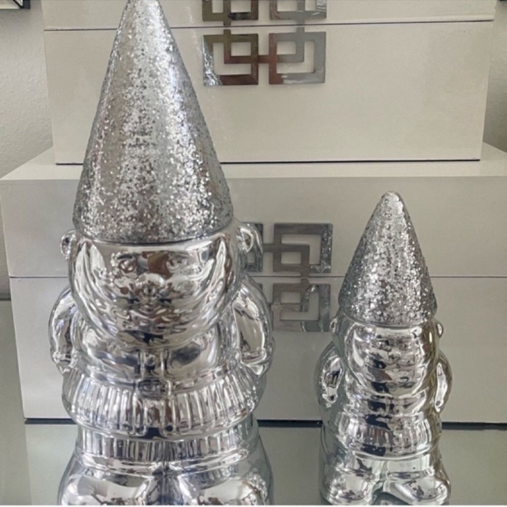 Set of 2 NEW  Christmas Silver DW Home Gnome Candle SILVER SPRUCE Scented